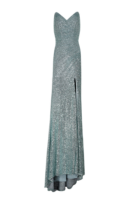 Aqua Flare Shimmer Dress