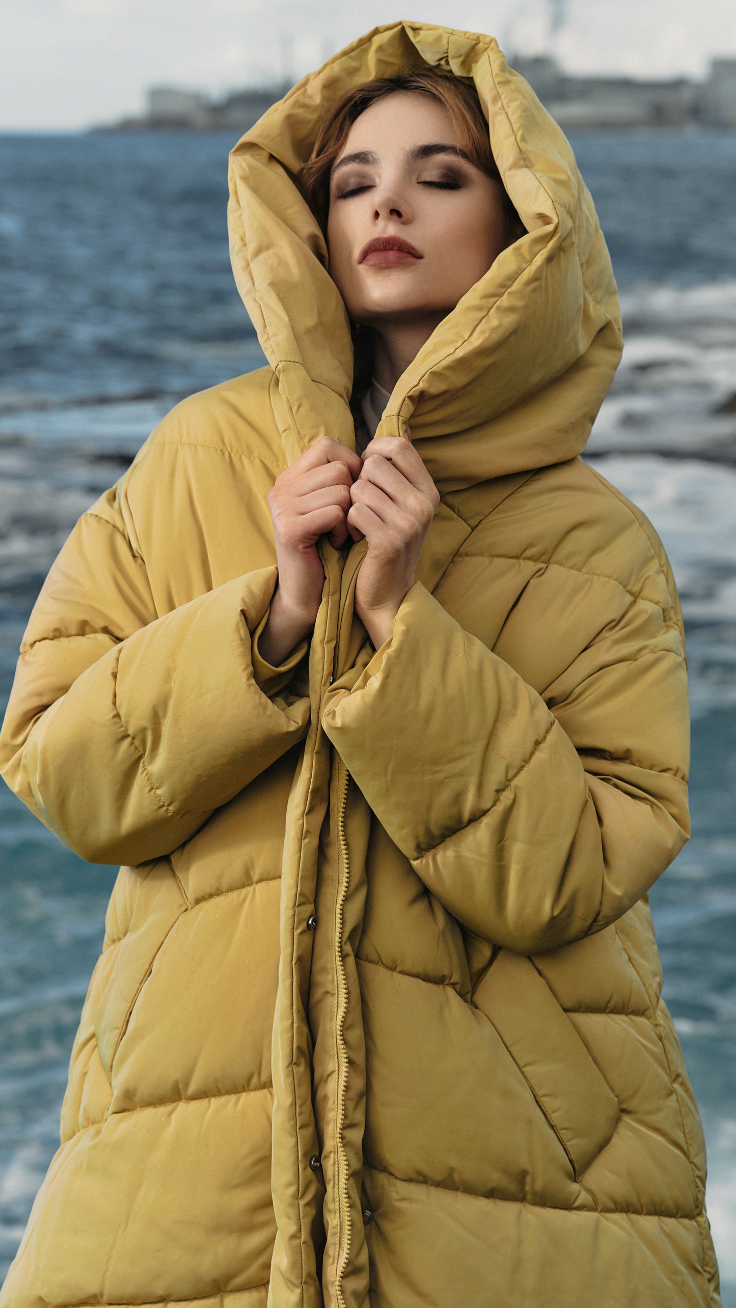 Hooded Mid Length Puffer Coat