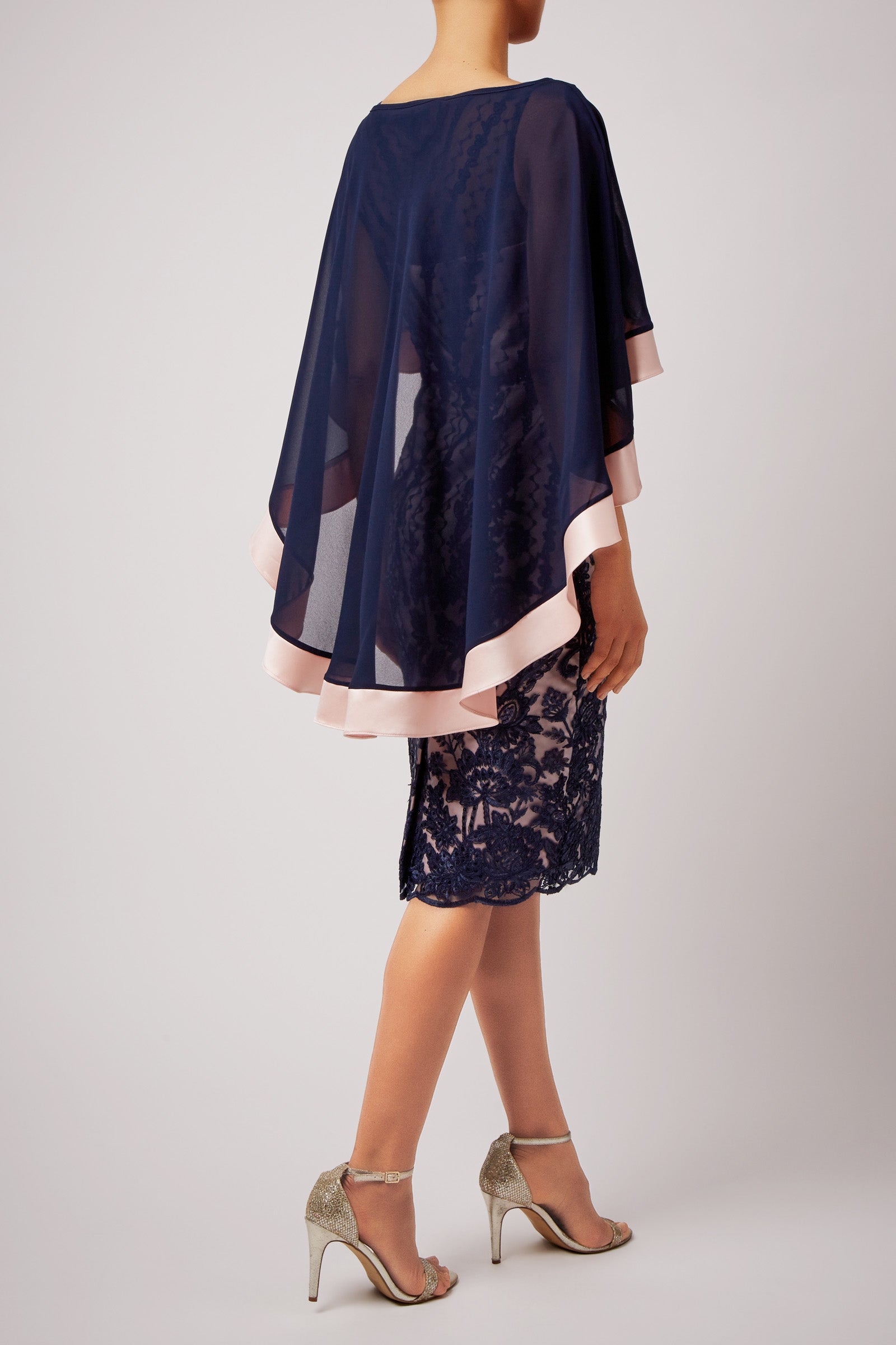 Lace Midi Dress with Cape