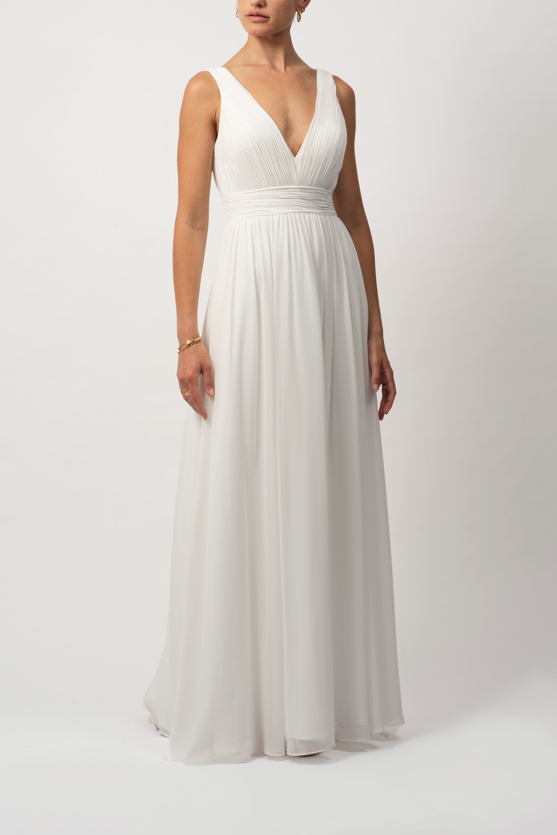 Ivory Bridal Pleated Dress