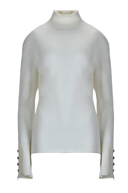 White Long Sleeved Turtle Neck Top