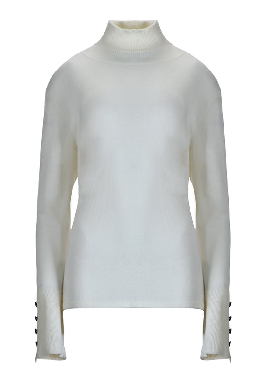 White Long Sleeved Turtle Neck Top