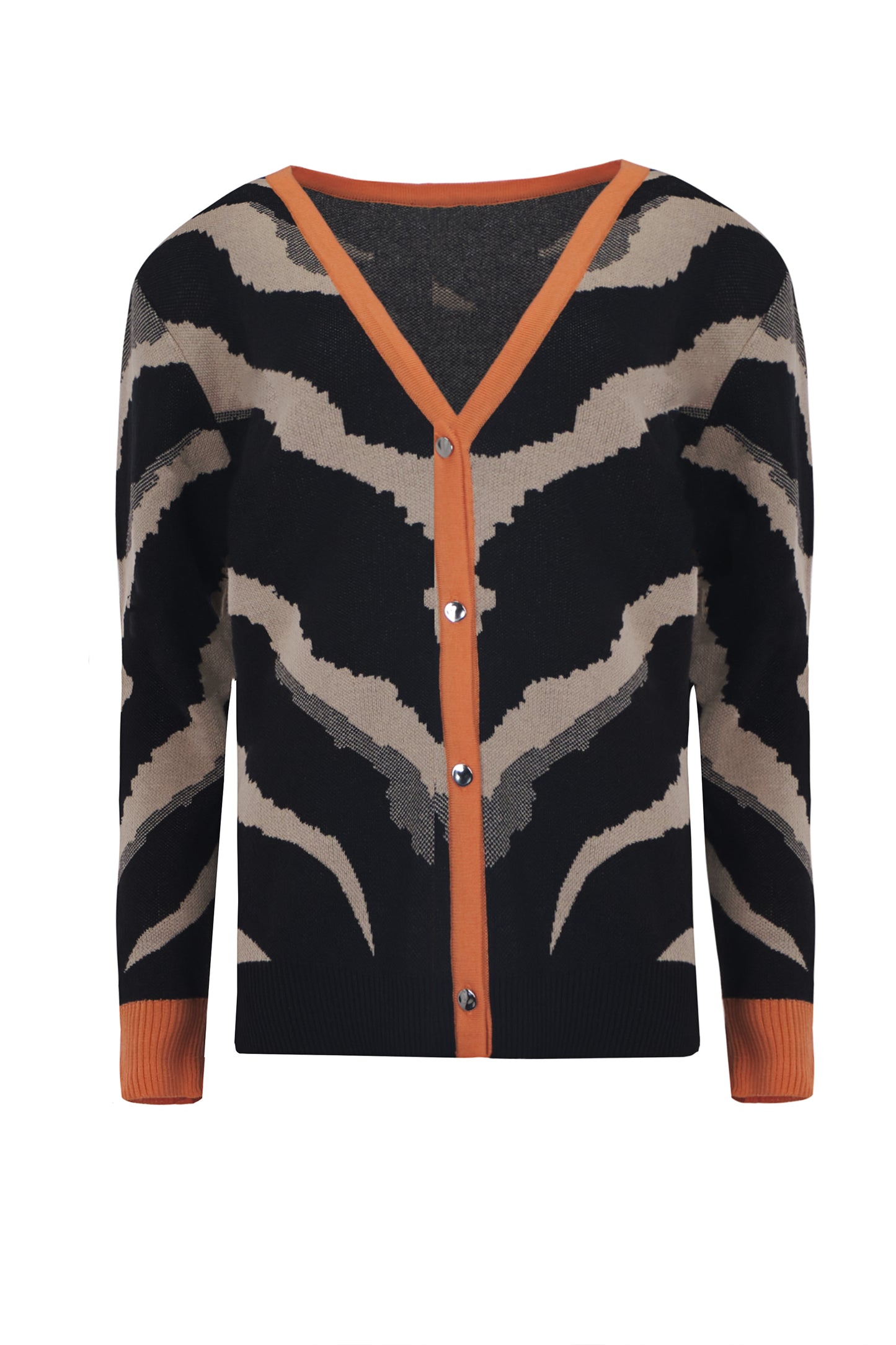 Long Sleeve Contrast Trim Cardigan Sweater