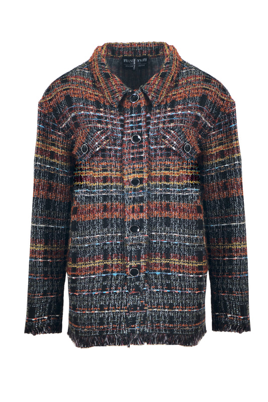 Collared Tweed Long Sleeve Shirt Jacket
