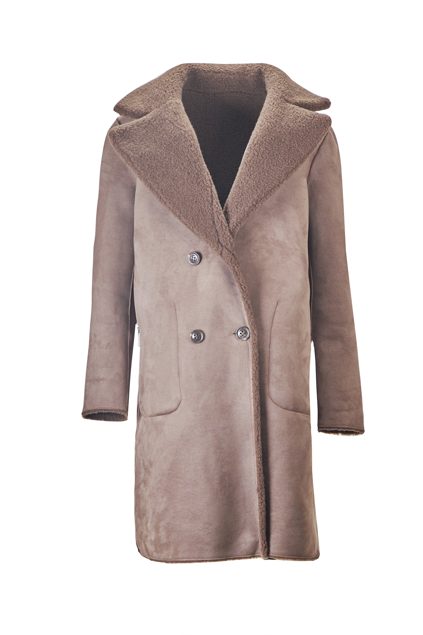 Shearling Lined Double-Breasted Trench Coat