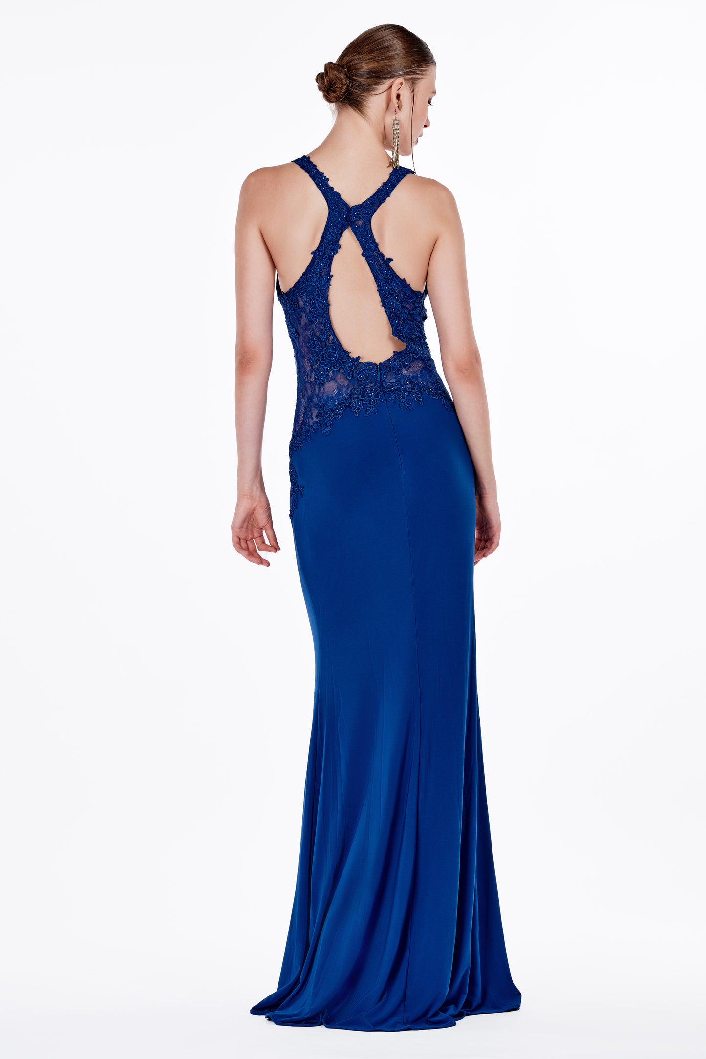 Blue Caged-Open-Back Dress